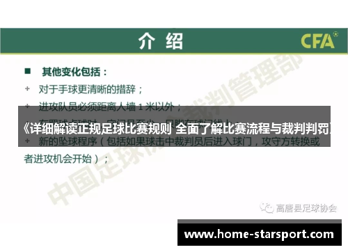 《详细解读正规足球比赛规则 全面了解比赛流程与裁判判罚》